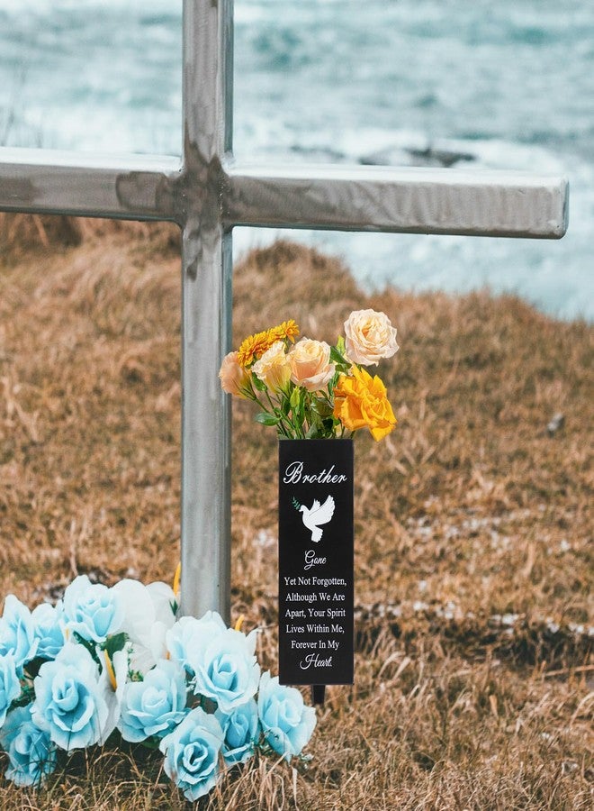 Oooct Brother Metal Cemetery Vases - Grave Decorations with Stake, Memorial Markers, Outdoor Yard Sign - Image 3